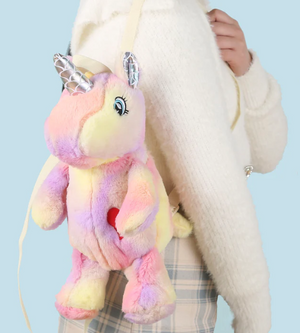 Pink Plushie Heart Unicorn Backpack