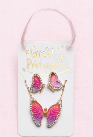 Btq Butterfly Necklace/Studded Earrings